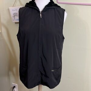 Vintage Crocodile Black Zip-Up softshell Vest with Faux Fur Lining hoodie jacket